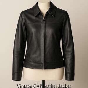 Vintage Y2K GAP Black Leather Moto Jacket Women’s Size Medium